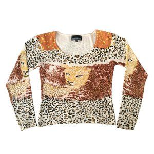 Frank Lyman Design Leopard Graphic Print Long Sleeved T-Shirt M
